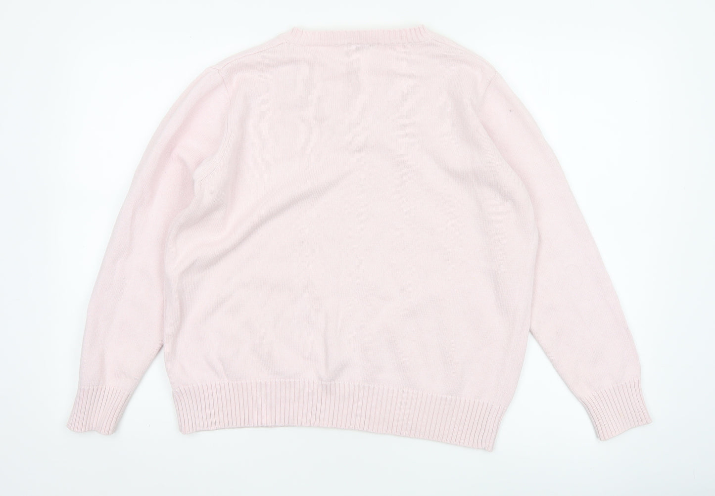 Damart Women Pink Cotton V-Neck Knit Pullover Jumper UK 20