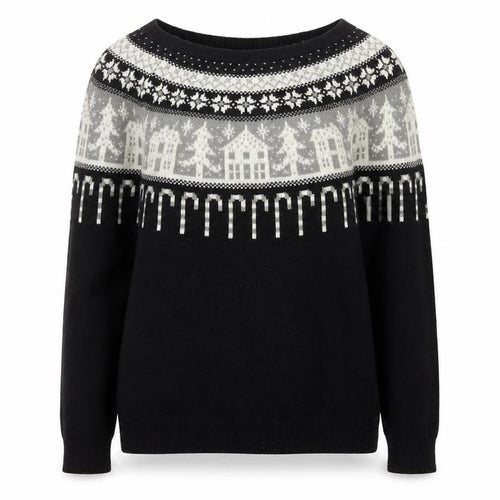Next Women’s Black Fair Isle Christmas Jumper UK 10 Wool Blend