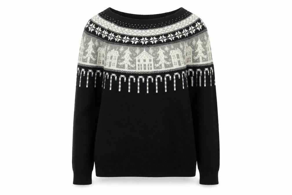 Next Women’s Black Fair Isle Christmas Jumper UK 10 Wool Blend