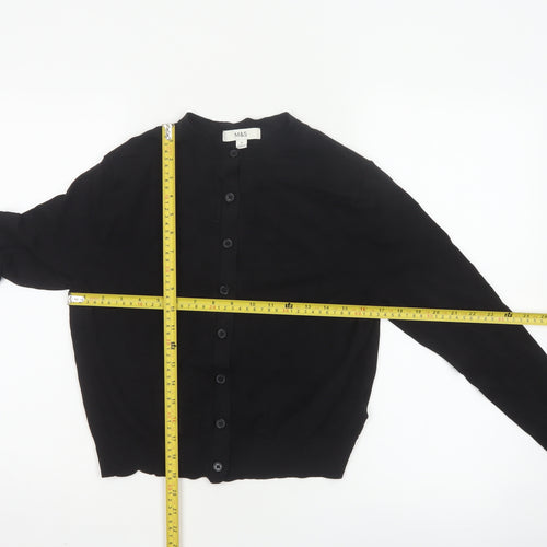 Marks & Spencer Women’s Black Size 12 Button Crew Neck Cardigan