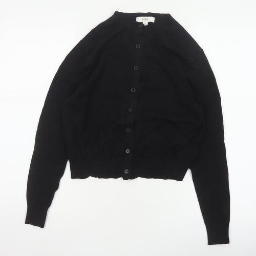 Marks & Spencer Women’s Black Size 12 Button Crew Neck Cardigan