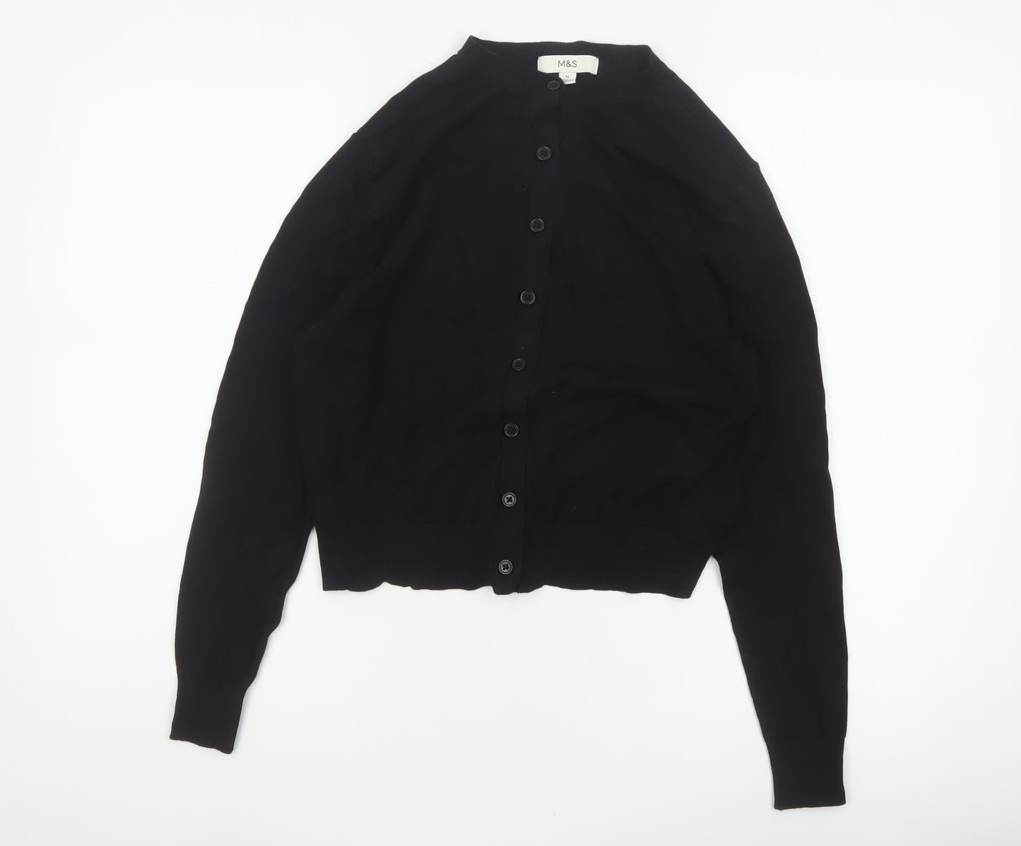 Marks & Spencer Women’s Black Size 12 Button Crew Neck Cardigan