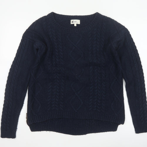 Next Women’s Navy Blue UK 12 Cable Knit Crew Neck Jumper Side Zips