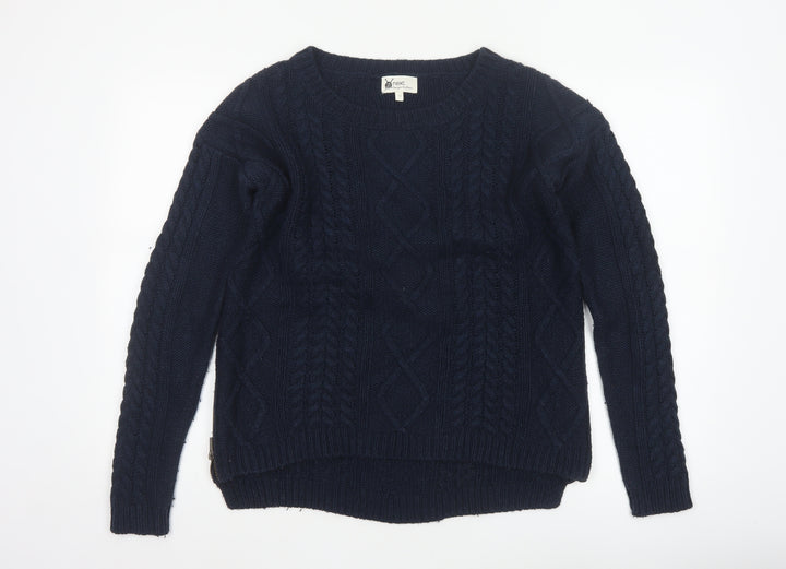Next Women’s Navy Blue UK 12 Cable Knit Crew Neck Jumper Side Zips