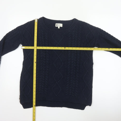 Next Women’s Navy Blue UK 12 Cable Knit Crew Neck Jumper Side Zips
