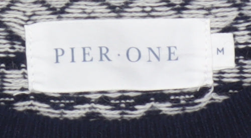 Pier One Men's Blue M Fair Isle Crew Neck Knit Pullover Jumper