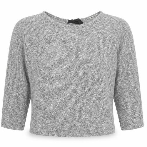 River Island Women Grey Size 10 Knit Tie Back Long Sleeve Basic Top