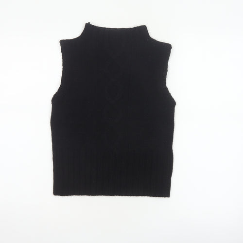 BLU IS Women Black One Size Sleeveless Mock Neck Knit Tank Top