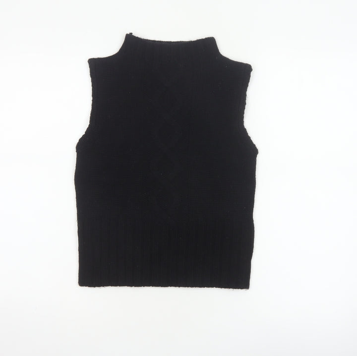 BLU IS Women Black One Size Sleeveless Mock Neck Knit Tank Top