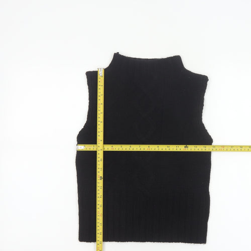 BLU IS Women Black One Size Sleeveless Mock Neck Knit Tank Top