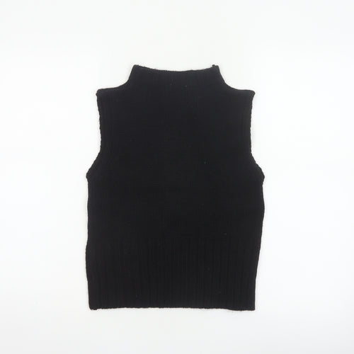 BLU IS Women Black One Size Sleeveless Mock Neck Knit Tank Top