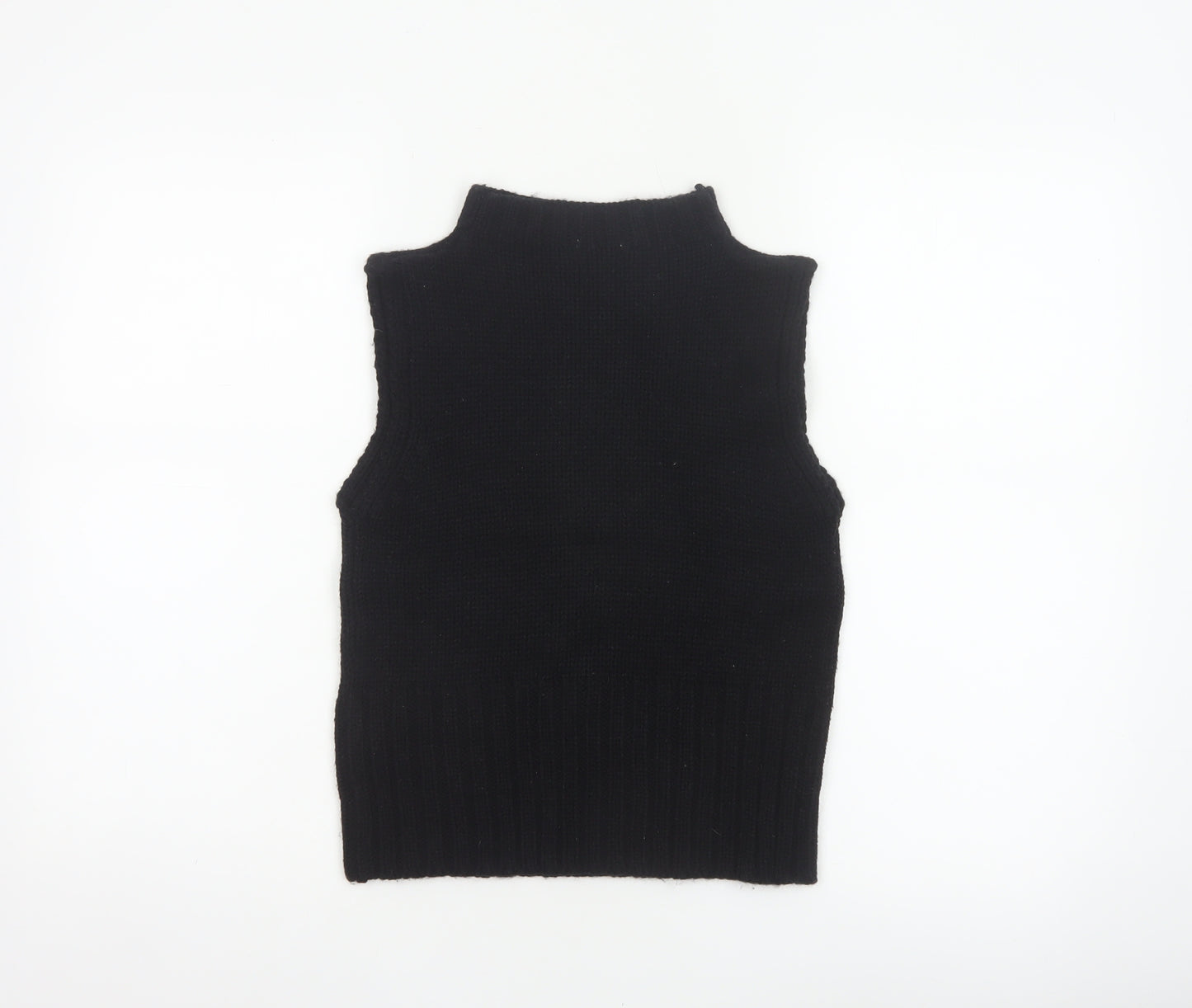 BLU IS Women Black One Size Sleeveless Mock Neck Knit Tank Top