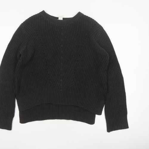 H&M Women’s Black S Cable Knit Crew Neck Raglan Sleeve Jumper