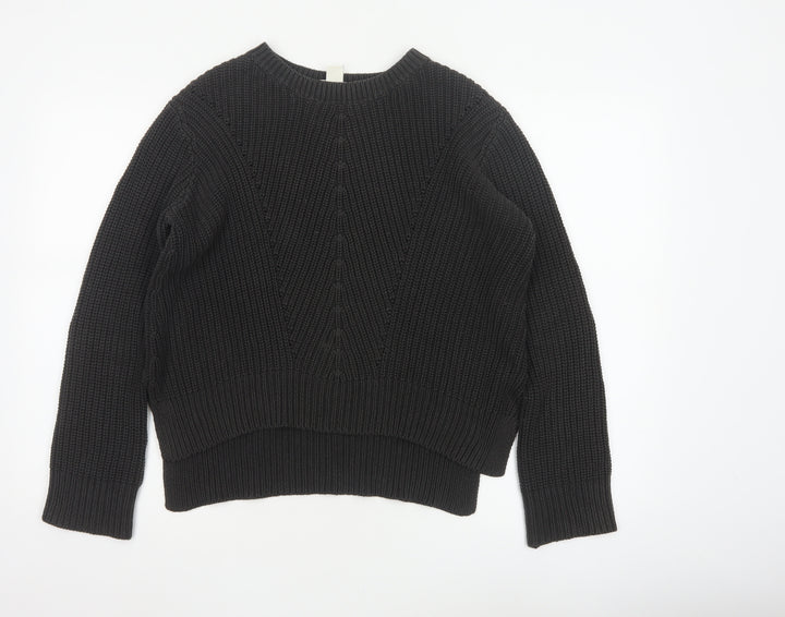 H&M Women’s Black S Cable Knit Crew Neck Raglan Sleeve Jumper