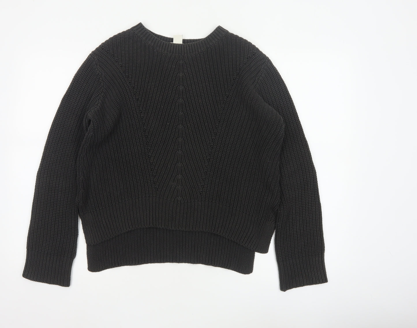 H&M Women’s Black S Cable Knit Crew Neck Raglan Sleeve Jumper