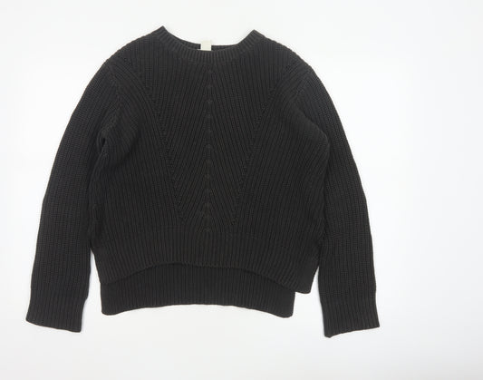 H&M Women’s Black S Cable Knit Crew Neck Raglan Sleeve Jumper