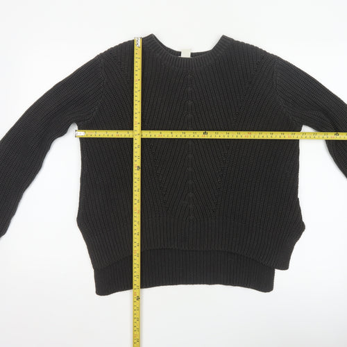H&M Women’s Black S Cable Knit Crew Neck Raglan Sleeve Jumper