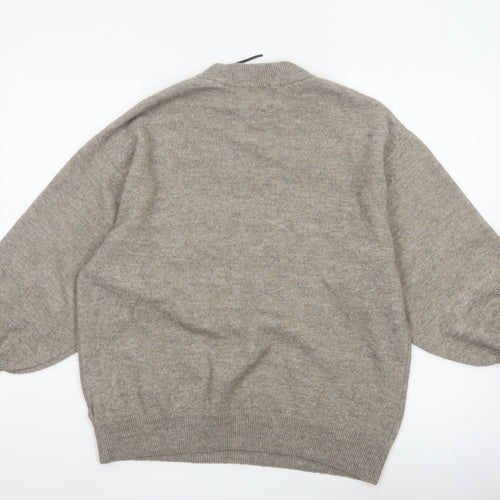 H&M Mama Women’s Grey M Pearl Embellished Mock Neck Knit Jumper