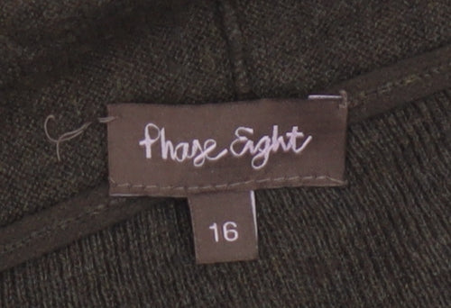 Phase Eight Women’s Brown Size 16 Long Open Cotton Knit Cardigan