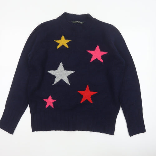 Bonmarché Women’s Blue Size 12 Star Knit Crew Neck Pullover Jumper