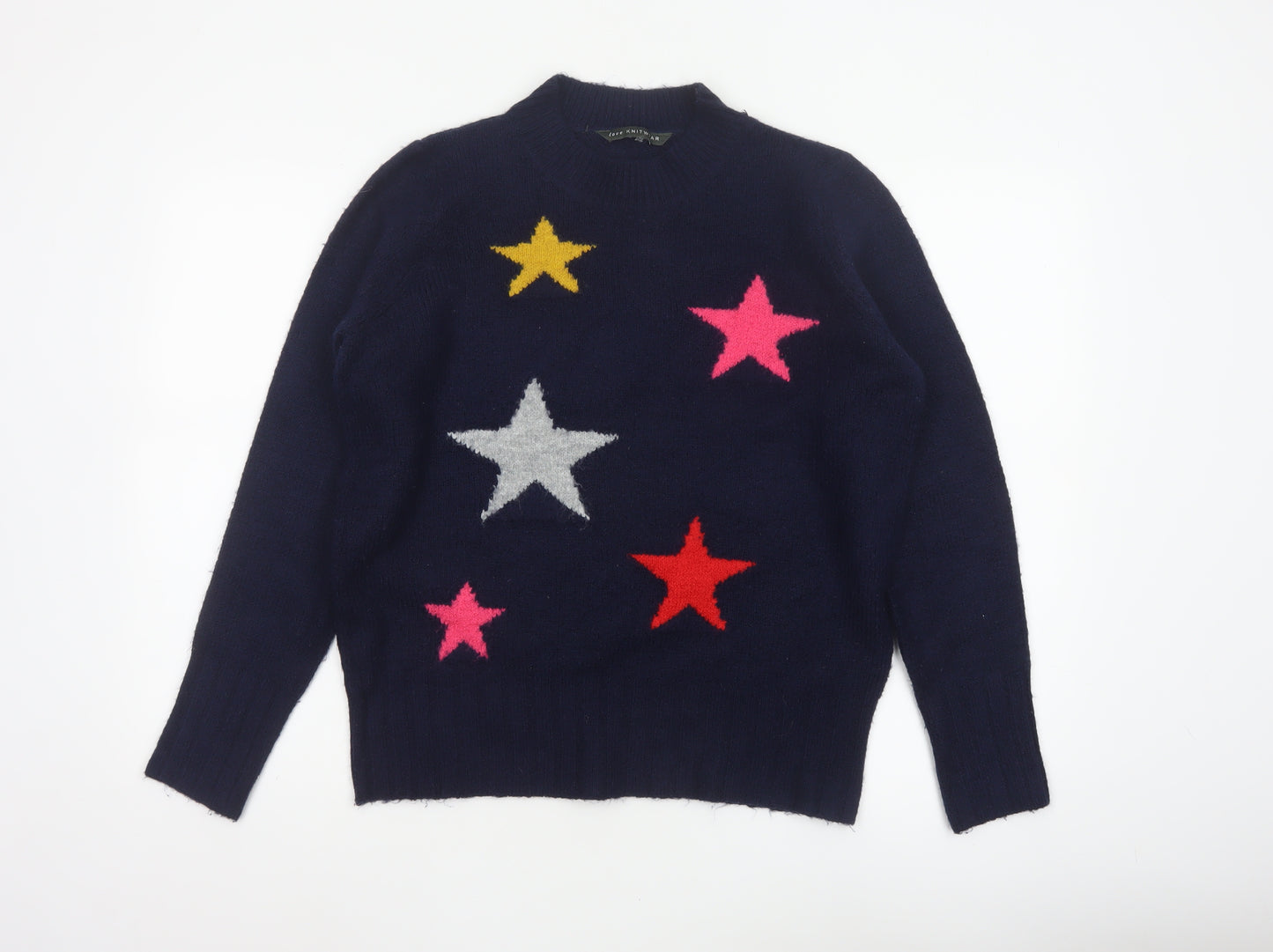Bonmarché Women’s Blue Size 12 Star Knit Crew Neck Pullover Jumper