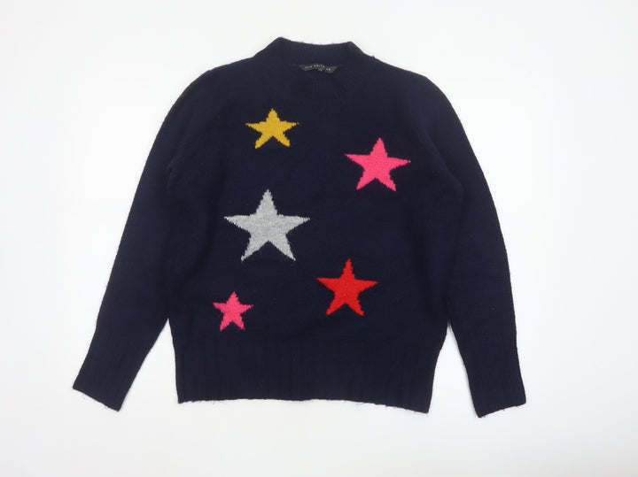 Bonmarché Women’s Blue Size 12 Star Knit Crew Neck Pullover Jumper