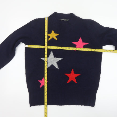 Bonmarché Women’s Blue Size 12 Star Knit Crew Neck Pullover Jumper