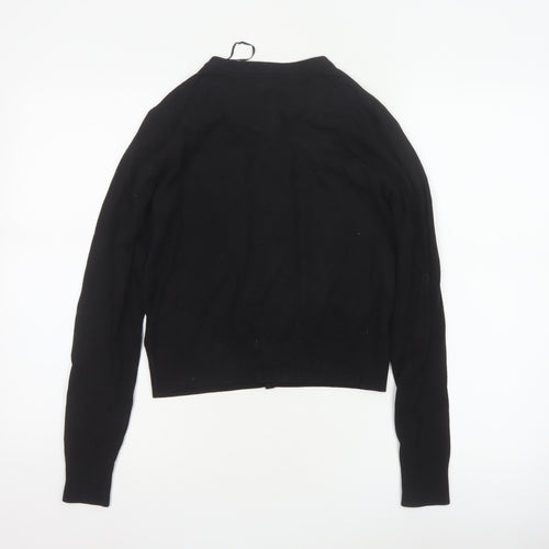 H&M Women Black S Button Front Crew Neck Knit Cardigan