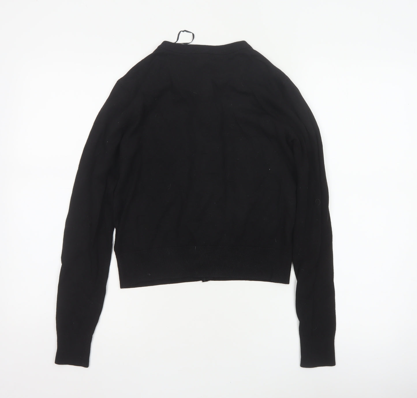 H&M Women Black S Button Front Crew Neck Knit Cardigan