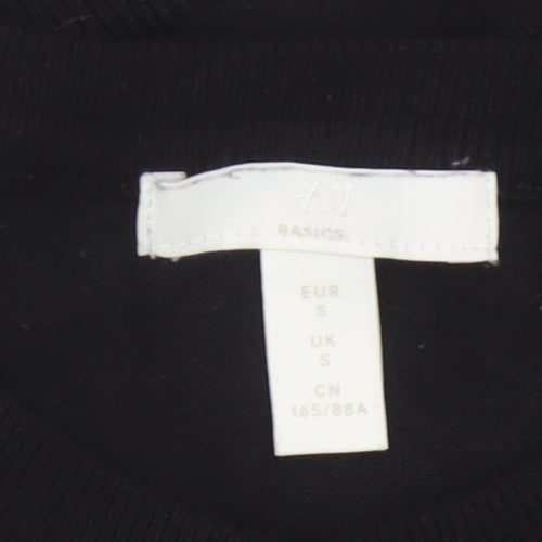 H&M Women Black S Button Front Crew Neck Knit Cardigan