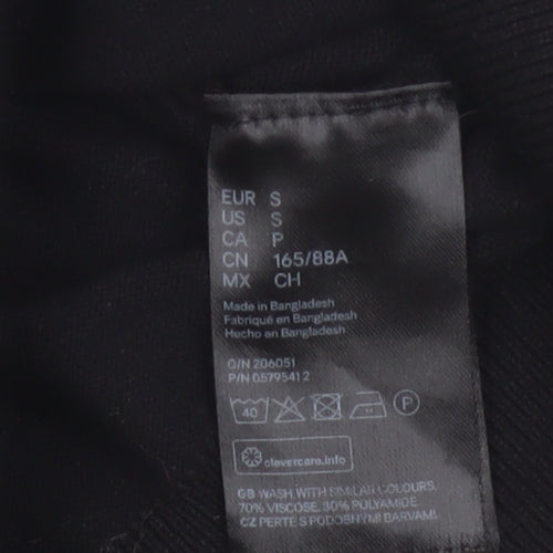 H&M Women Black S Button Front Crew Neck Knit Cardigan