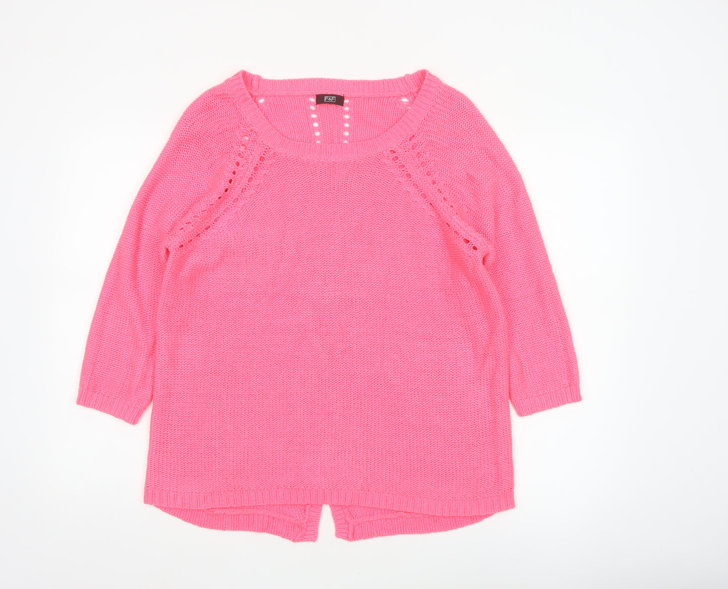 F&F Women’s Pink Size 16 Chunky Knit Raglan Tunic Jumper