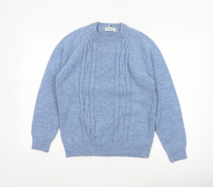 Damart Women’s Blue Cable Knit Round Neck Jumper UK 14