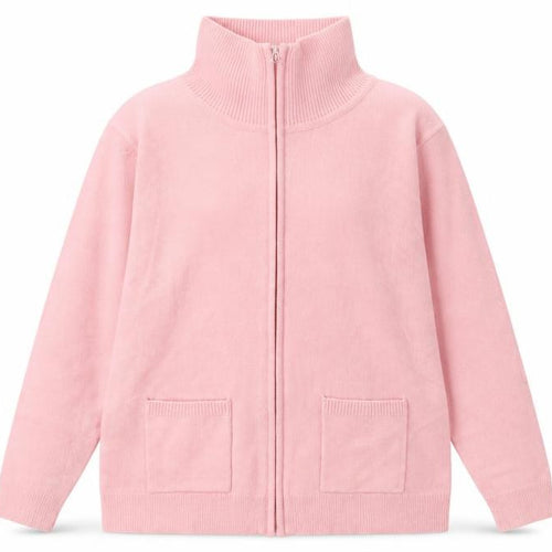 Damart Women Pink UK 18 Full Zip High Neck Knit Cardigan