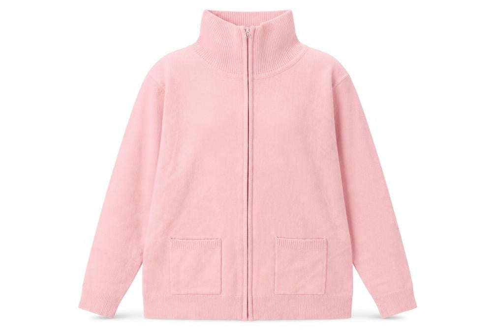 Damart Women Pink UK 18 Full Zip High Neck Knit Cardigan