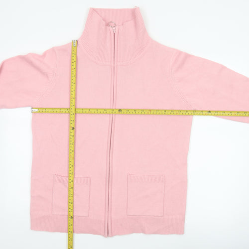 Damart Women Pink UK 18 Full Zip High Neck Knit Cardigan