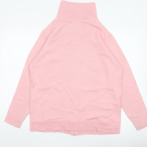 Damart Women Pink UK 18 Full Zip High Neck Knit Cardigan