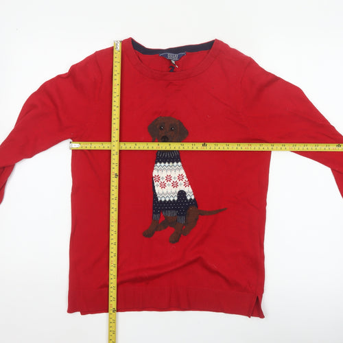 Joules Women Red Size 10 Dog Fair Isle Christmas Knit Jumper