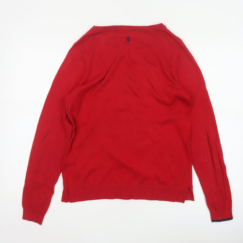 Joules Women Red Size 10 Dog Fair Isle Christmas Knit Jumper