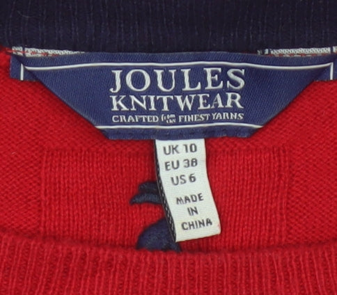 Joules Women Red Size 10 Dog Fair Isle Christmas Knit Jumper