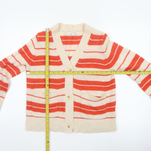 Autograph Women’s Multicoloured UK 10 Striped V-Neck Mohair Blend Cardigan
