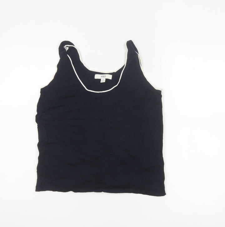 Marks and Spencer Women Black M Tank Top Contrast Trim Stretch