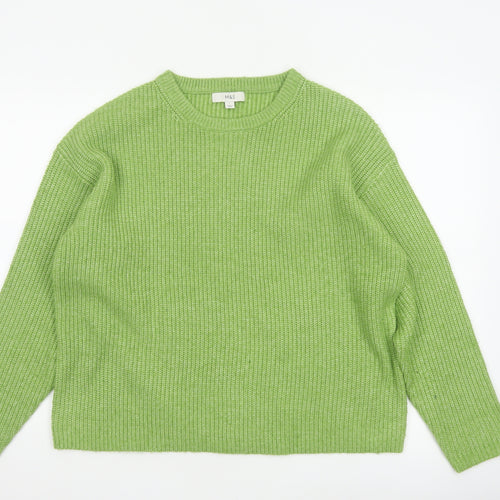 Marks and Spencer Women Green L Chunky Rib Knit Crew Neck Jumper