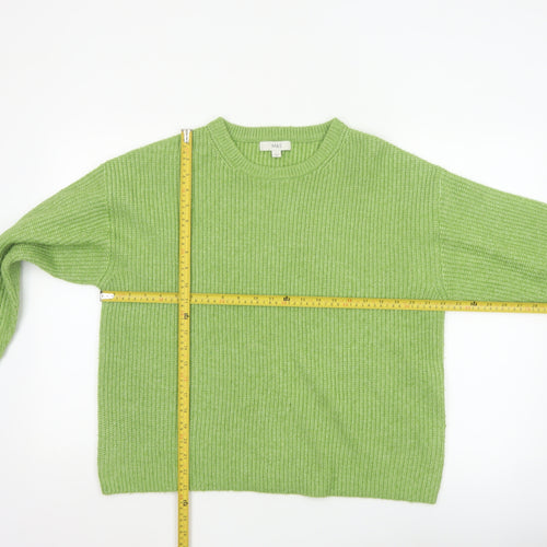 Marks and Spencer Women Green L Chunky Rib Knit Crew Neck Jumper