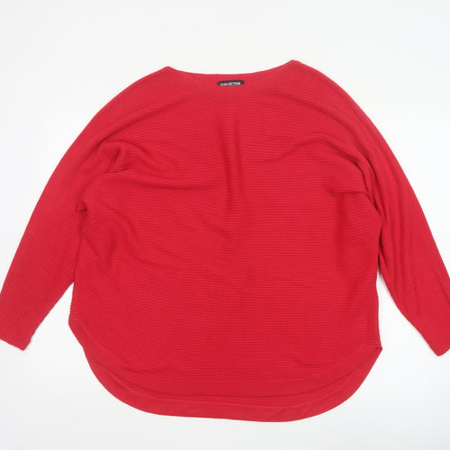 The Collection Debenhams Women Red Size 18 Rib Knit Boat Neck Jumper