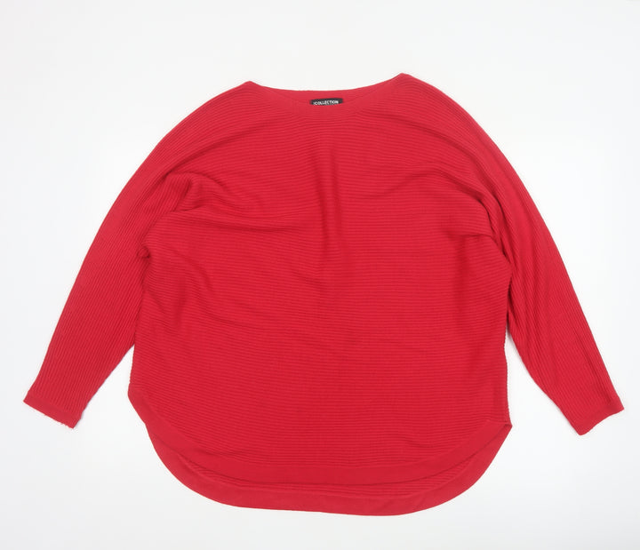 The Collection Debenhams Women Red Size 18 Rib Knit Boat Neck Jumper