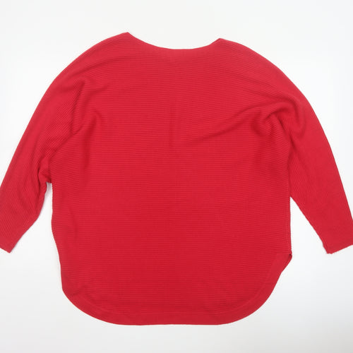 The Collection Debenhams Women Red Size 18 Rib Knit Boat Neck Jumper