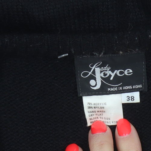 Lady Joyce Women’s Black 38 Vintage Sequin Butterfly V-Neck Jumper