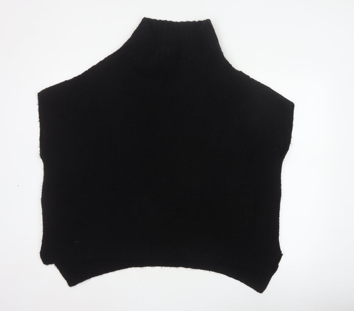 BHS Women Black M Sleeveless High Neck Knit Jumper Vest