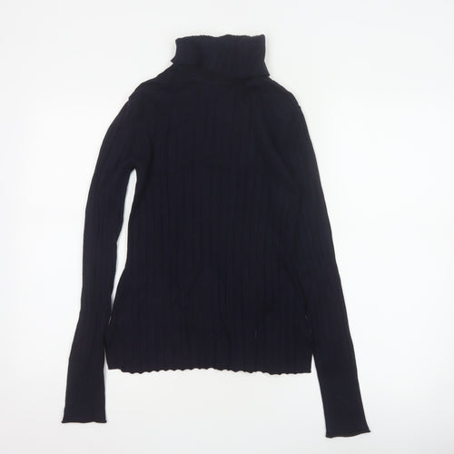 River Island Women Black UK 12 Ribbed Roll Neck Pullover Jumper